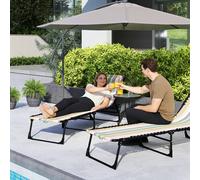 Outsunny Foldable Beach Chaise Lounge 4 Adjustable Positions, Multi