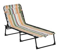 Outsunny Folding Beach Chair Chaise Lounge 4 Adjustable Positions, Multicolored