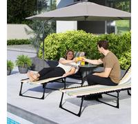 Outsunny Foldable Beach Chaise Lounge 4 Adjustable Positions, Multi