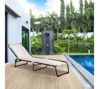 Outsunny Folding Adjustable Sun Lounger - Cream White, White