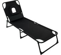 Outsunny Folding Black Sun Lounger Garden Reclining Loungers Chair 4 Level Backrest