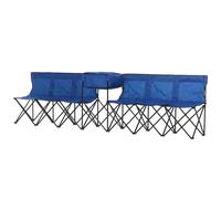 Outsunny Folding Camping Bench: Steel-Framed Portable Seating for 6 with Integrated Cooler Bag, Blue Aosom UK