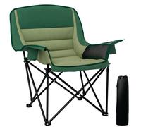 Outsunny Folding Camping Chair for Adults, Portable Padded Folding Chair with Cup Holders, Side Pockets and Carry bag for Picnic, Hiking, Fishing, Olive Green Green