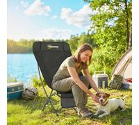 Outsunny Camping Chair Portable With Side Pocket In Black Black