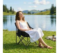 OUTSUNNY Folding Camping Chair with Carrying Bag & Storage Pocket in Black Outsunny Black