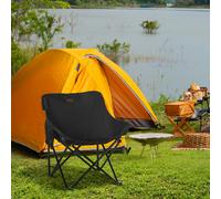 Outsunny Folding Camping Chair with Carrying Bag and Storage Pocket, Black - 61W x 54D x 66H cm