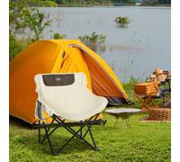 OUTSUNNY Folding Camping Chair with Carrying Bag & Storage Pocket in White Outsunny White