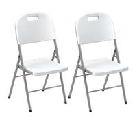Outsunny 2PCS Folding Chair with Steel Frame, Garden Chair Set, White