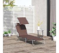 Outsunny Folding Chair Sun Lounger W/ Sunshade Garden Recliner Hammock In Brown Brown