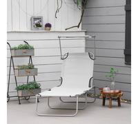 Outsunny Foldable Reclining Sun Lounger with Adjustable Awning - Light Grey x 1 Piece / 1