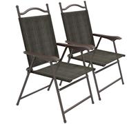 Outsunny Folding Chairs - Armrests, Breathable Fabric, Dark Brown