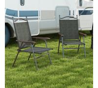 Outsunny Folding Chairs Set, Breathable Mesh Fabric Seat, Dark Brown