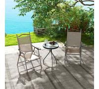 Outsunny Folding Chairs Set, Breathable Mesh Fabric Seat, Mixed Brown