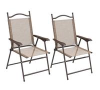 Outsunny Folding Chairs Set - Breathable Mesh Fabric Seat - Mixed Brown | TJ Hughes