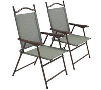 Outsunny Folding Chairs Set, Breathable Mesh Fabric Seat, Mixed Brown - Dark Grey - Steel, Mesh Fabric - 56cm x 62cm x 97cm