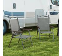 OUTSUNNY Folding Chairs Set w/ Armrest, Breathable Mesh Fabric Seat in Dark Grey | Size: 2 Pack Outsunny Dark Grey 2 Pack
