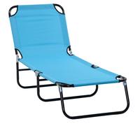 Outsunny Folding Chaise Lounge Pool Chairs, Outdoor Sun Tanning Chairs, Reclining Back, Steel Frame & Breathable Mesh, Sky Blue