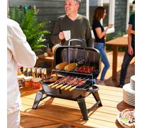 Outsunny Charcoal Barbecue Grill Folding Portable BBQ Grill for Camping with 1232 cm² Cooking Area, Adjustable Vent, Thermometer, Handles for Picnic, 59 x 37 x 36 cm, Black