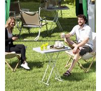 Outsunny Folding Coffee Table, Height Adjustable Picnic Table, White White
