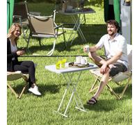 Outsunny Folding Coffee Table, Height Adjustable Bistro Table, White, White