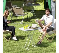 Outsunny Folding Coffee Table, Height Adjustable Bistro Table, White, White