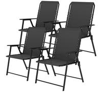 Outsunny Folding Garden Chair Set - Outdoor Chairs - Black - Set of 4