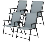 Outsunny Folding Garden Chairs, Outdoor Chairs Set Of 4, Light Grey