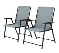 Outsunny Folding Garden Chairs, Outdoor Chairs Set Of 2, Light Grey Light Grey