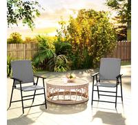 Outsunny 2pcs Rattan Chair Foldable Garden Furniture w/ Armrest Brown - Grey - 58cm x 61cm x 94cm - 2