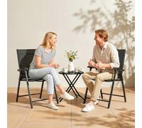 Outsunny Folding Garden Chairs Set with High Back, Armrests - Black - Set of 2 - Garden Chairs