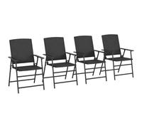 Outsunny Folding Garden Chairs Set of 4, PE Rattan Garden Dining Chairs with Armrests, High Back and Steel Frame, Weather Resistant Outdoor Dining Furniture for Patio, Balcony, Black Black