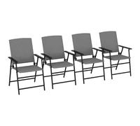 Outsunny Folding Garden Chairs Set of 4, PE Rattan Garden Dining Chairs with Armrests, High Back and Steel Frame, Weather Resistant Outdoor Dining Furniture for Patio, Balcony, Grey Grey