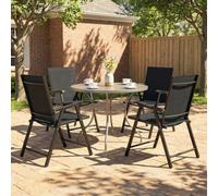 Outsunny Folding Garden Chairs Set Of 4 With High Back, Armrests In Black Black