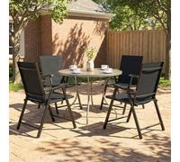 OUTSUNNY Folding Garden Chairs Set of 4 with High Back, Armrests in Black Outsunny Black