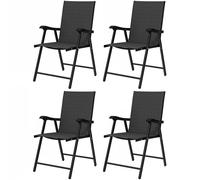 Outsunny Folding Garden Chairs Set Of 4 With High Back, Armrests In Black Black