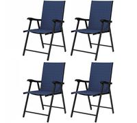 Outsunny Folding Garden Chairs Set Of 4 With High Back, Armrests In Blue Blue