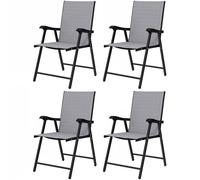 Outsunny Folding Garden Chairs Set Of 4 With High Back, Armrests, Light Grey Light Grey