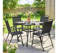 OUTSUNNY Folding Garden Chairs Set of 4 with Plastic Seat & Back, Black Outsunny Black