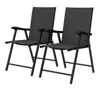 Outsunny Folding Garden Chairs Set With High Back, Armrests In Black Black