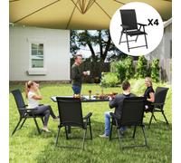 Outsunny Folding Garden Dining Chairs Set Of 4 With Mesh Seat, Black