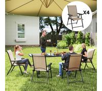 OUTSUNNY Folding Garden Dining Chairs Set of 4 with Mesh Seat, Brown | Size: 4 Pack Outsunny Brown 4 Pack