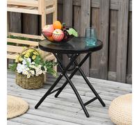 Folding Garden Table Round Foldable Table with Safety Buckle Black
