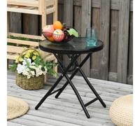 Outsunny Foldable Round Garden Table, Black