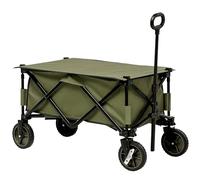 Outsunny Folding Garden Trolley, Cargo Trailer on Wheels, Collapsible Camping Trolley with Collapsible Board, Outdoor Utility Wagon with Steel Frame and Oxford Fabric, Green