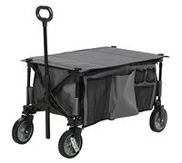 Folding Wagon Garden Cart Collapsible Camping Trolley for Outdoor Outsunny Grey One Size