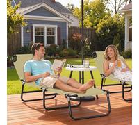 Outsunny Folding Lounge Chair Outdoor Chaise Lounge For Bench Patio Beige