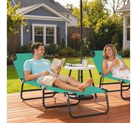 Outsunny Folding Lounge Chair, Outdoor Chaise Lounge for Bench Patio, Green
