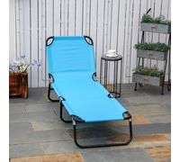 Outsunny Reclining Lawn Chaise Lounge Folding Chair Adjustable Backrest, Blue