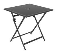 Outsunny Folding Outdoor Dining Table, Square Garden Table Tempered Glass Top with Parasol Hole Garden Patio, 70 x 70 x 70 cm