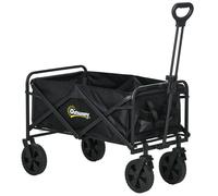 Outsunny Folding Outdoor Storage Trolley: Telescopic Handle, Brakes - High Quali